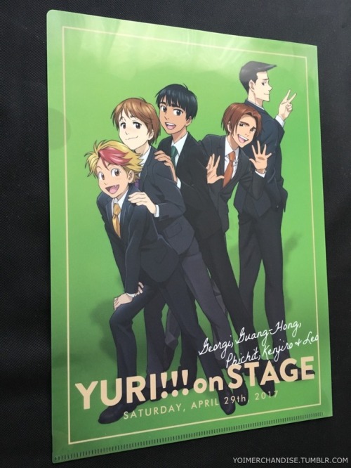 yoimerchandise:  YOI x Yuri!!! on STAGE Event Clear Files, Brochure, & Lightstick Original Release Date:April 29th, 2017 Featured Characters (16 Total):  Makkachin,   Viktor, Yuuri, Yuri, Otabek, Christophe, Emil, Georgi, Guang Hong, JJ, Leo, Michele,