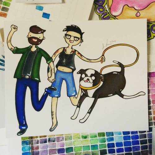 I did this cute drawing for my big bro for Christmas. It&rsquo;s Walk Time! . . . #art #imadeath