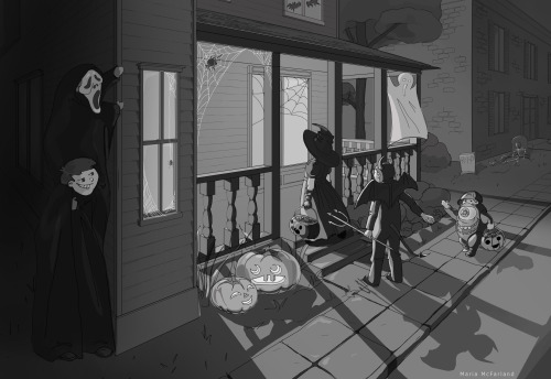 Halloween inspired drawing I made for Perspective class last year. #halloween#perpective #black and white