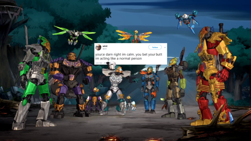 leenaarts:i did all the toa and the creatures as dril tweets@bionicle-from-last-night @cross-wired-f