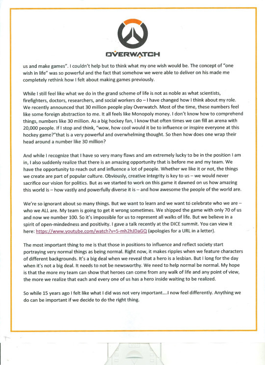 So I wrote a letter to Jeff Kaplan, and today in the mail I got a response back...