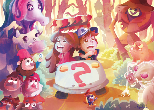 shootinggravityfalls:My completed illustration for the Gravity Falls Fanzine!I can’t wait to get the
