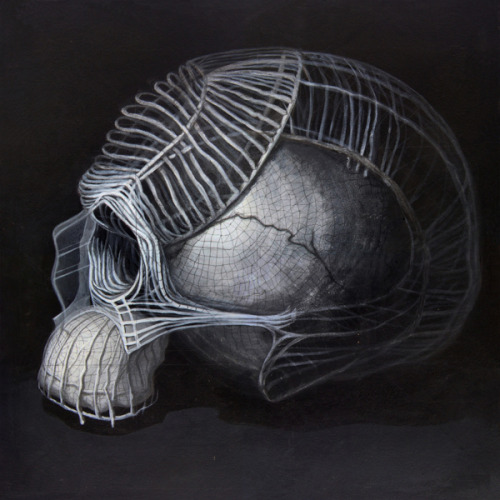 500-daysofart:Skull by Maryna Ignatieva. Acrylic paint on cardboard. 2014.|  Exquisite art