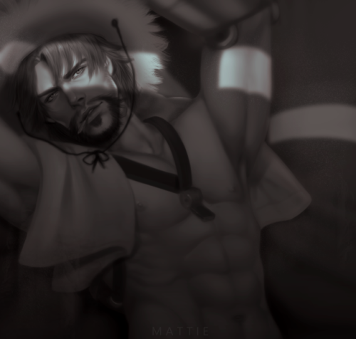 mattie7-7:  Something i did time ago. I like McCree with that hair but with that “clothes” 