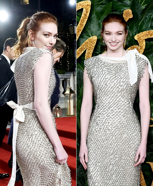 Eleanor Tomlinson attends the Fashion Awards 2018 in partnership with Swarovski at Royal Albert Hall