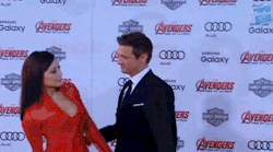 elcapitan-rogers:  Jeremy Renner and Ming Na Wen at Avenger Age of Ultron premiere in Los Angeles#can I have an aos episode with May and Clint?