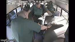 theselilmoments:  sinkingshits:  staticdiplomat:  vaporeonofficial:  moralanarchism:  angelclark:  Cops Break Mentally Handicapped Teen’s Arm On School Bus A Rotterdam family’s lawyer said a surveillance video from a school bus shows Town Police breaking