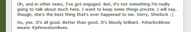 dudeufugly:  #JohnWatsonLives  John Watson’s blog updated 