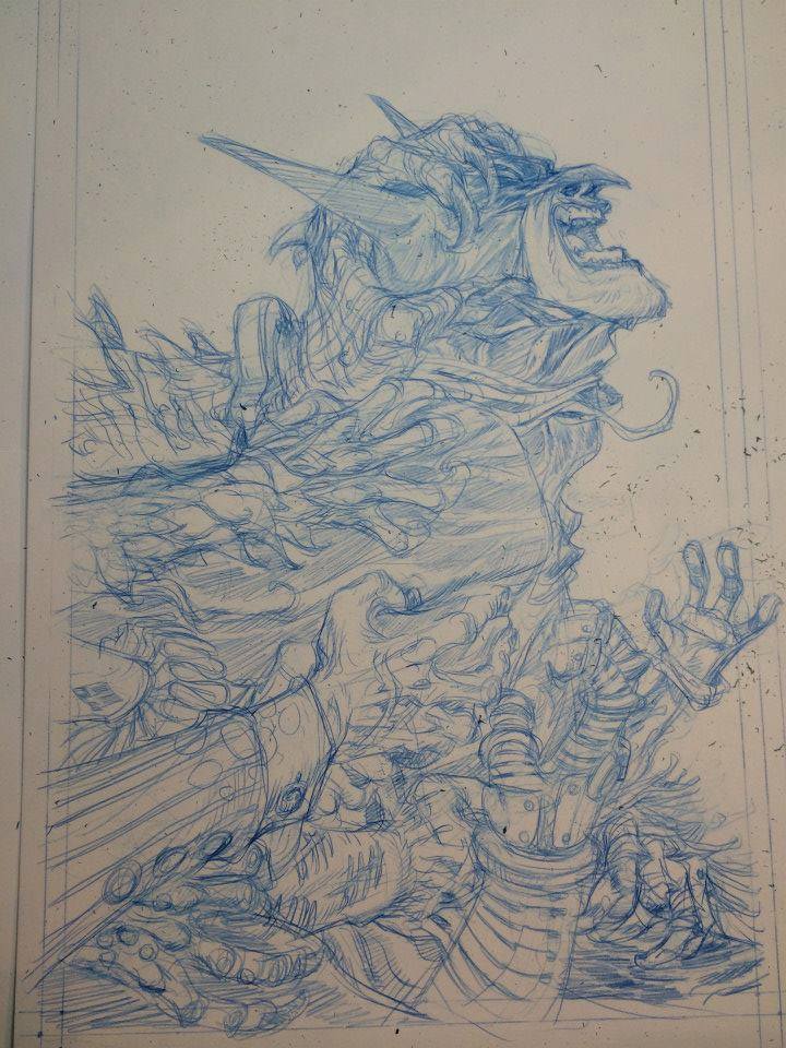 bear1na:  Batman: Arkham Manor #1 variant cover process by Eric Canete *