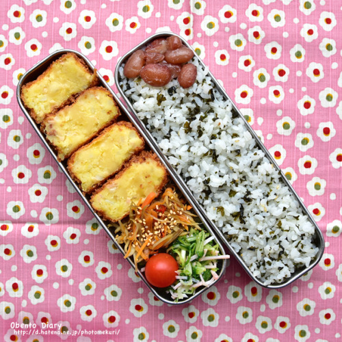 #858 サツマイモチーズコロッケ弁当 How to make Croquette → http://www.nasluck-kitchen.jp/english/recipe/index.asp?c