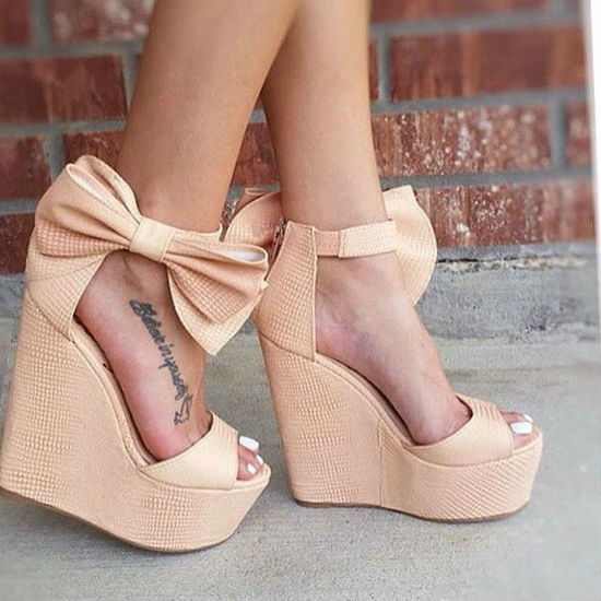 myshoebazar:  Privileged Bow Ankle Platform Wedges