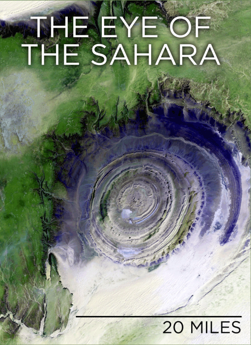 itscarororo:  npr:skunkbear:The Richat Structure or “The Eye of the Sahara” is a mysterious geological formation in Mauritania. Scientists used to think it was the site of a meteor impact or volcanic eruption. Now, the leading theory is that a symmetrical