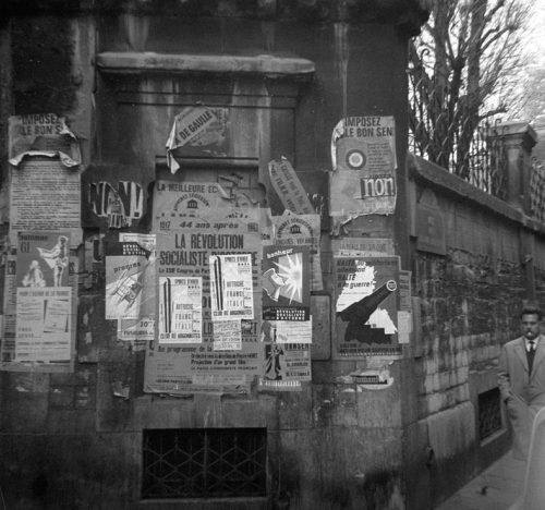 William S. Burroughs (USA), Paris wall with posters, 1961.