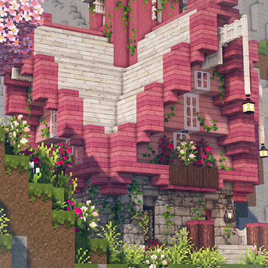 Responder @strawberrysophii Pink Cottagecore House #minecraft