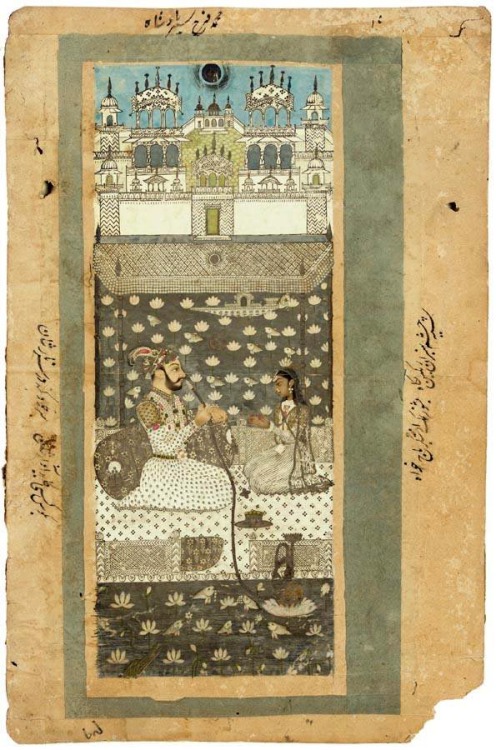 A portrait of Muhammad Farrukhsiyar Padshah, the reverse with calligraphy by Muhammad Musa Husayni T