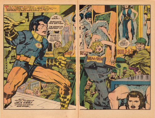 Double-page spread from OMAC No. 1 (DC Comics, adult photos