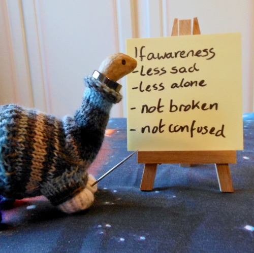 new-ace-on-the-block: Tiny Dinosaur wanted to help out with awareness so he made a tiny presentation