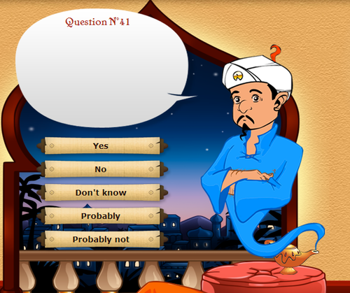 suriella:  thelof9:      ive been seeing all these posts going around of people trying to stump akinator so i thought id jokingly give it a go i tried to make him guess “akinators dick" he seemed to be going pretty well, but after a while a blank