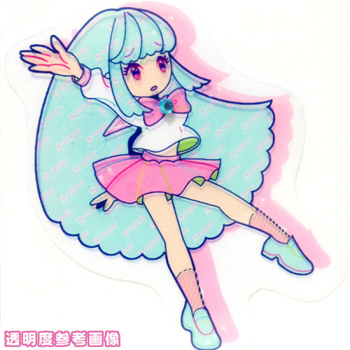 0t0e: 【ラインストーン付きパステルガールクリアステッカー】pastel girl crear sticker パステルカラーな制服の女の子のクリアステッカーが自家通販・minne他にて販売中です