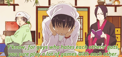tianxies-deactivated20170110:  otp gifs: Hoozku x Hakutaku (HooHaku) the dumb games they play with each other haha  