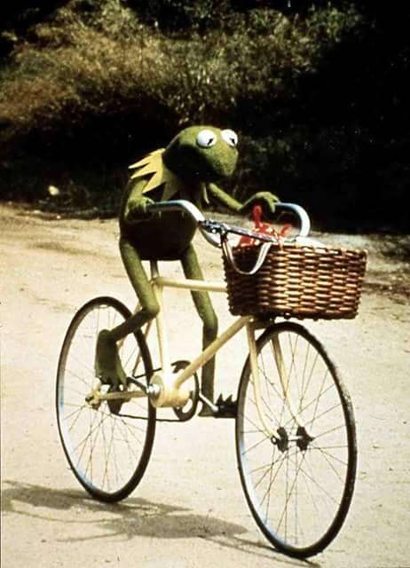 jimhenson-muppetmaster: Kermit on his bike, The Muppet Movie (1979)