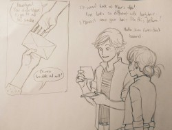 portentous-offerings:  This was sitting in the old sketchbook for ages.  I finished it off but man did Marinette’s face in the last panel give me trouble. I feel like my style is all over the place.  Inspired by the Reflekta episode. 