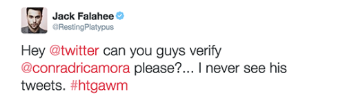 matt-daddaryo:  Jack Falahee asked Twitter to verify Conrad Ricamora’s account, and they did! <3 | 10 March 2016 