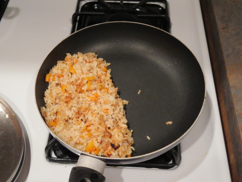 merrymacaron:  caffeinatedcrafting:  Who says you need to order carry out for fried rice? Ingredients: ½ Cup brown whole grain rice Onion, Diced Carrots, Diced 1 Egg Olive Oil Soy Sauce Vinegar Instructions: Steam Rice for 45 min, add a little