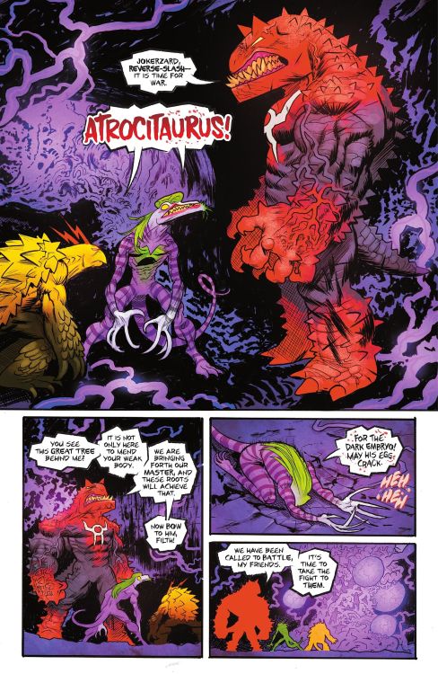 Spoilers for The Jurassic League #2!Meet the Reverse-Slash, Eobard’s dinosaur counterpart.  This is 