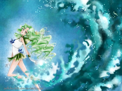 girlsbydaylight: michiru kaioh - sailor Neptune - Neptune tsunami by zelldinchit