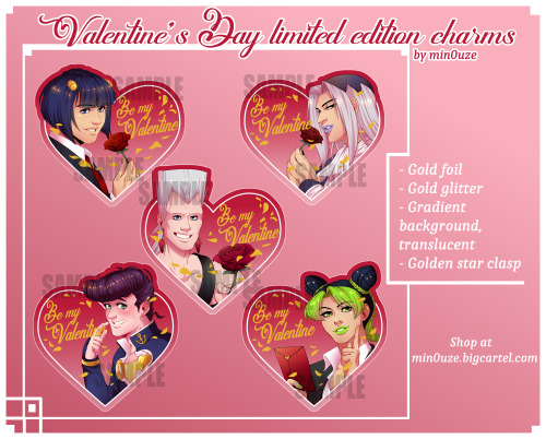  Valentine’s Day special charms and stickers are available for PREORDER!!  Gold foil and glitt