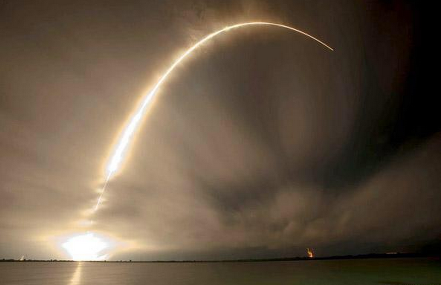 “Long exposure of the Falcon 9 predawn launch from Cape Canaveral”  Via Elon Musk