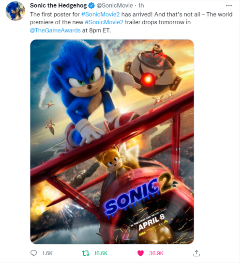 Sonic the Hedgehog 2 Releases First Poster