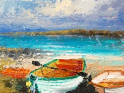 cydoniasan:  ”The journey of a thousand miles begins with a single step” Lao Tzu The Rowing Boat, Iona. Colin Carruthers, contemporaray painter, Ireland. 