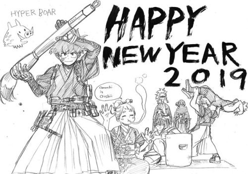 demifiendrsa:New Year 2019 sketch by Kohei Horikoshi.