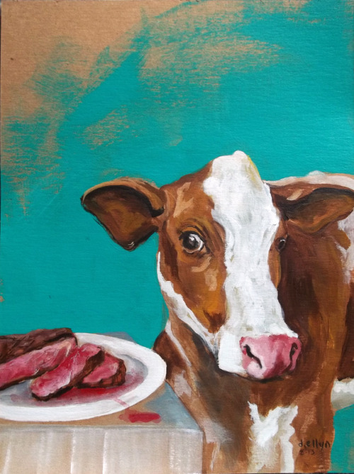 vegan-art:by Dana EllynMeet Your Meat -&gt; www.youtube.com/watch?v=7rRDXv41Buo &lt;-