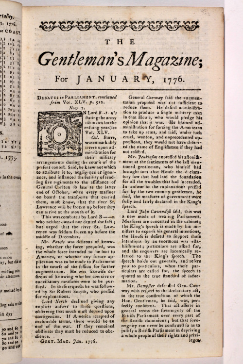 The Gentleman&rsquo;s Magazine Jan 1776the era of the early stages of the American War of Independen