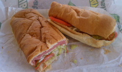 everybody-loves-to-eat: Cold Cut Combo @ Subway by HeadGEAR56 on Flickr. Balonga, Salami, Ham, Provolone cheese, lettuce, onion, tomato, pickles, and mayo 