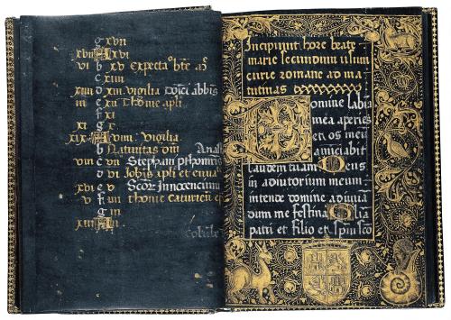 mediumaevum:A collection of Black Books of HoursBlack Hours, ca. 1475 (Morgan Library, New York)Hora