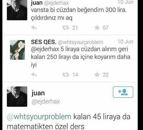 - Bi cüzdan beğendim 300tl...