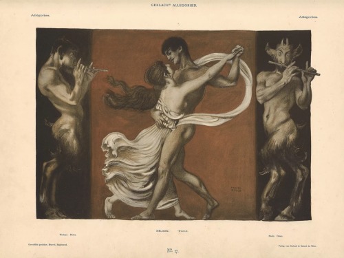 Gerlach’s Allegorien.1898.Lithograph.Musik TanzArt by Franz von Stuck.(1863-1928).