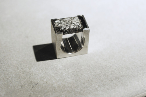 elisabethhabigs-notebook: Ring made out of silver and a quartz with turmaline inclusions. Design: El