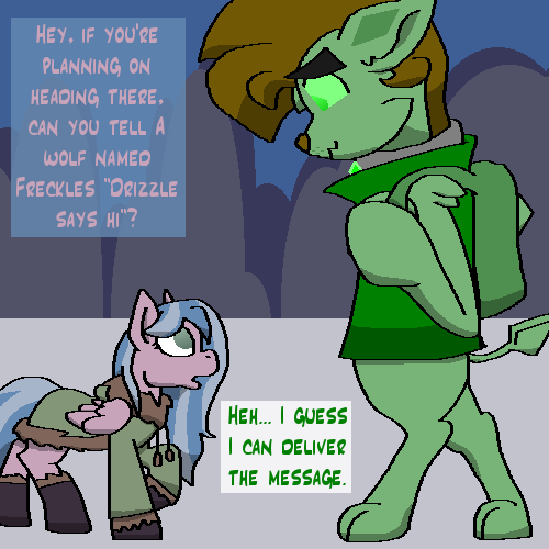 ask-wisp-the-diamond-dog:  Wisp:  Heh, I guess Freckles found his pack.  I should go see him. Featuring the cast of Ask King Sombra.  :D  xD!