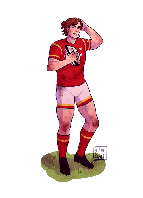 gil-estel:Welsh Rugby (or, Howl at University)(i’m assuming howl didn’t start dyeing his hair until 