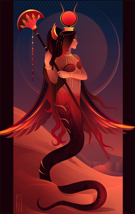 Oracle card game project about the Egyptian Gods &amp; Godesses / Drawn by me on Adobe Ilustrato