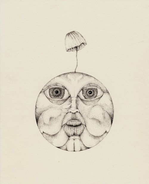 Fungi FaceStippled with pen and ink