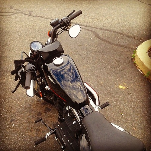 POV. #therapy #bikelife #motorcycle #harley #harleydavidson #blackonblackonblack #48 #sporty