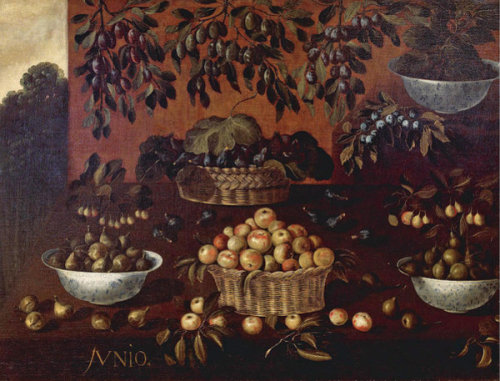 Francisco Barrera (1632–1657)An allegory of the month of June: Still life of apples, plums, figs and