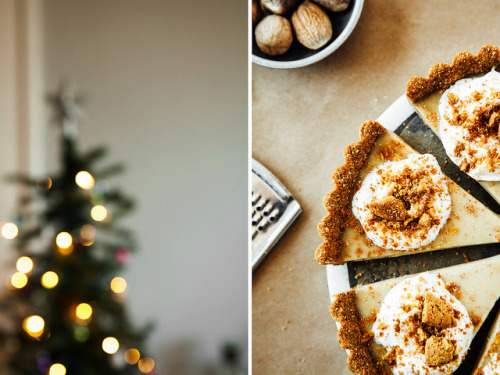 sweetoothgirl:HOLIDAY NOG PIE WITH COCONUT + GINGERSNAP CRUST