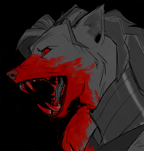 you know when lions get their maws covered in blood, I wanted to draw that with evie